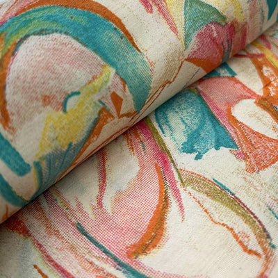 Multicolor Abstract Printed Chanderi Foil Print Fabric