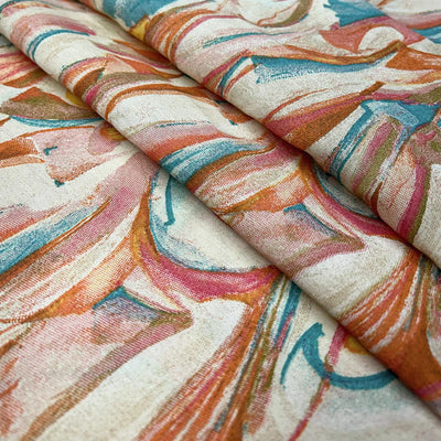 Multicolor Abstract Printed Chanderi Foil Print Fabric