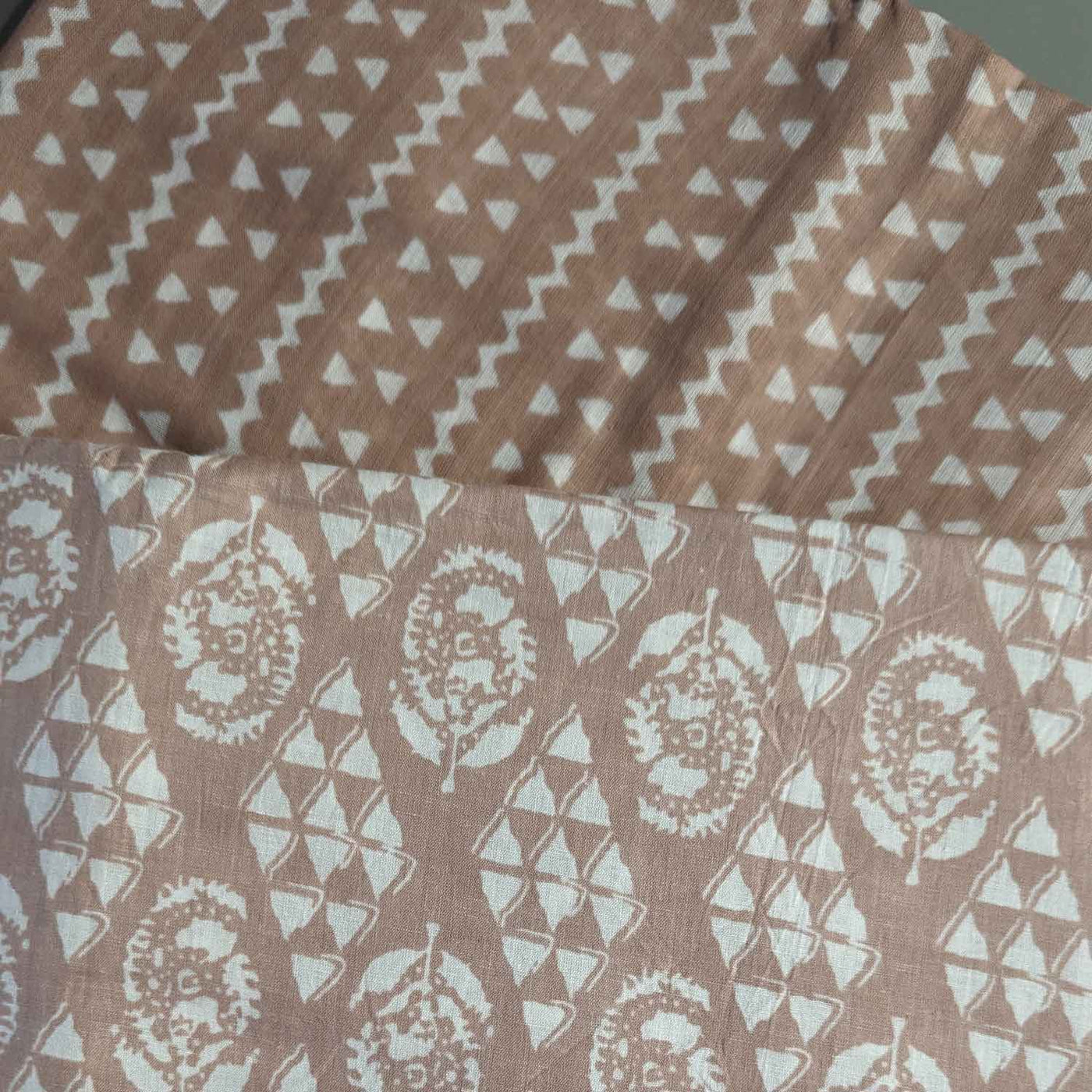 Brown Motifs / Stripes Cotton Fabric Combo