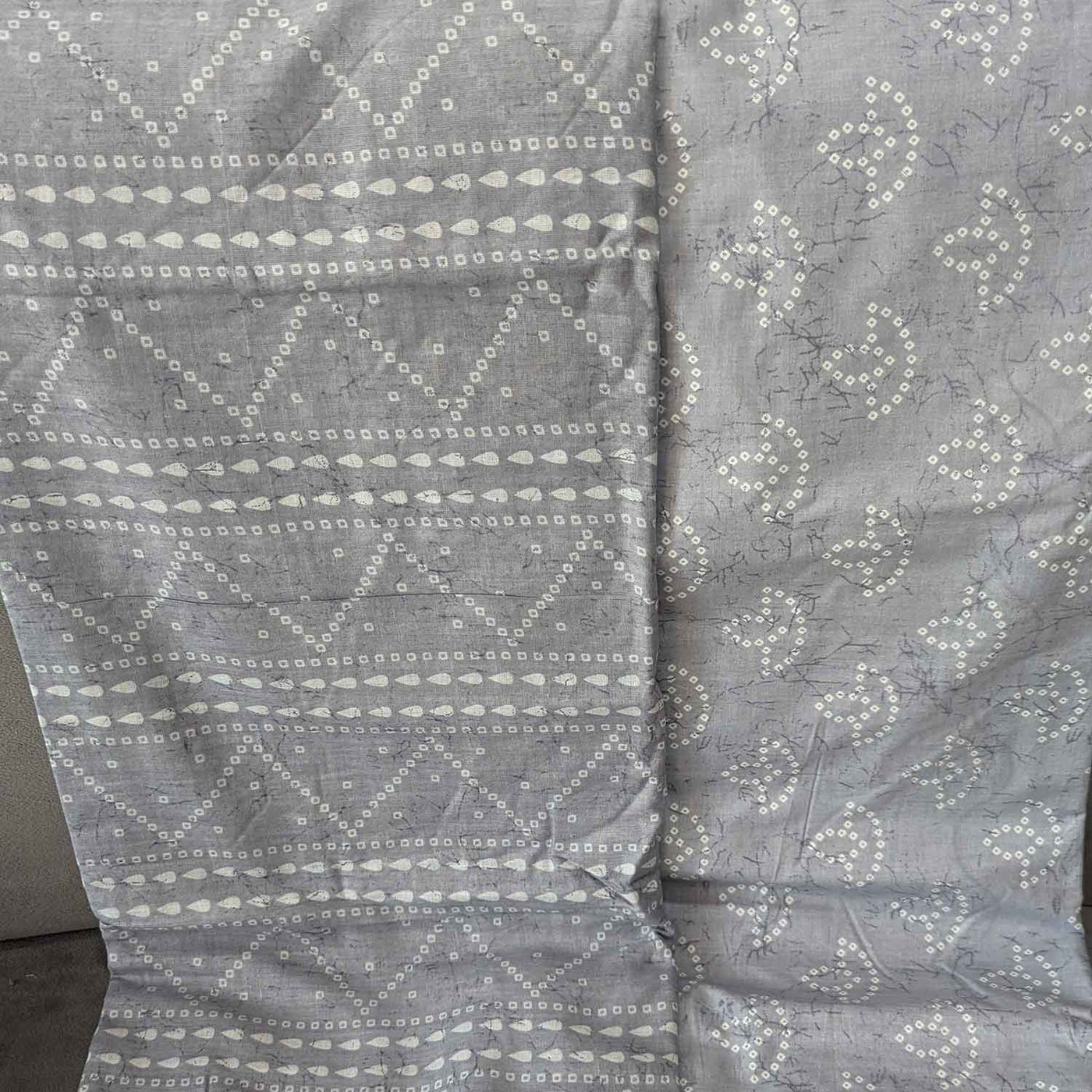 Gray Motifs / Stripes Cotton Fabric Combo
