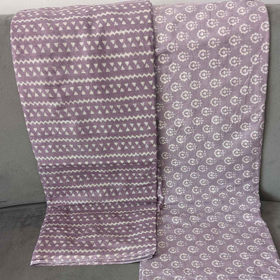 Lavender Motifs / Stripes Cotton Fabric Combo