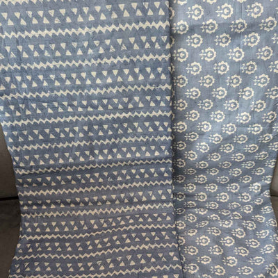 Blue Motis / Stripes Cotton Fabric Combo