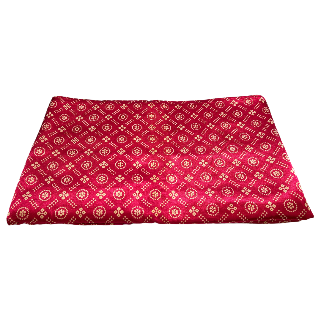 Hot Pink & Cream Traditional Patola Printed Mashru Silk Fabric