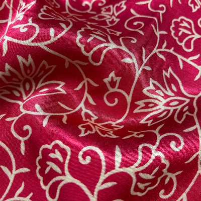 Hot Pink Floral Patola Printed Mashru Silk Fabric