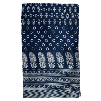 Navy Blue Traditional Patola Printed Mashru Silk Fabric