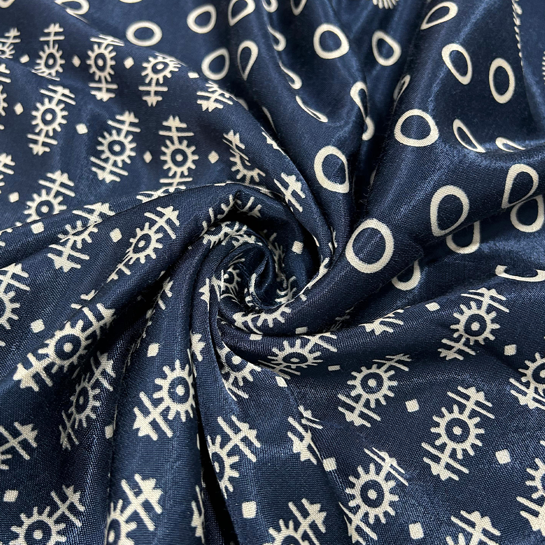 Navy Blue Traditional Patola Printed Mashru Silk Fabric