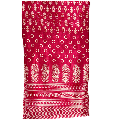 Hot Pink Traditional Patola Printed Mashru Silk Fabric