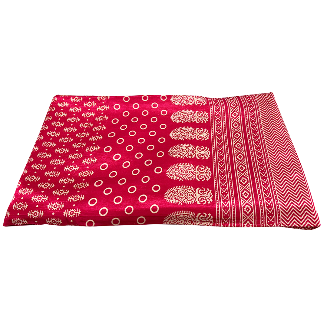 Hot Pink Traditional Patola Printed Mashru Silk Fabric