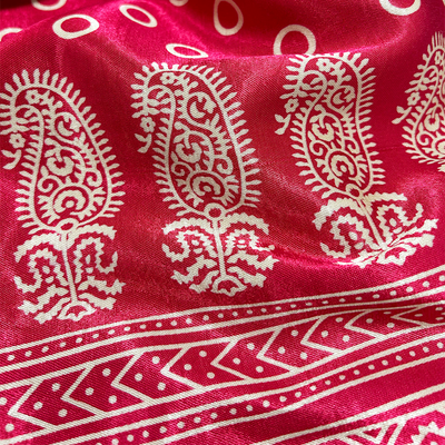 Hot Pink Traditional Patola Printed Mashru Silk Fabric