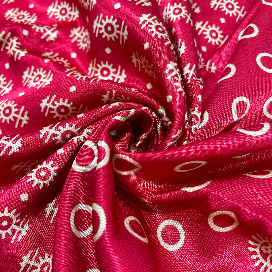 Hot Pink Traditional Patola Printed Mashru Silk Fabric