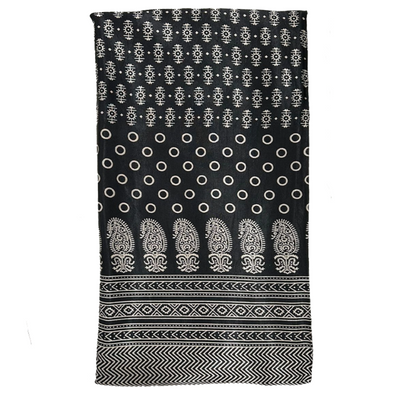 Black Traditional Patola Printed Mashru Silk Fabric