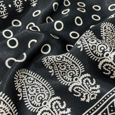 Black Traditional Patola Printed Mashru Silk Fabric