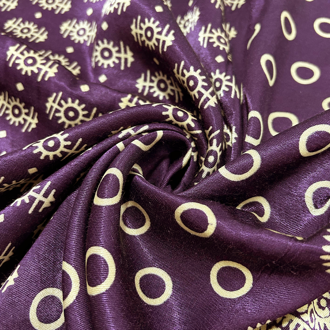 Purple Traditional Patola Printed Mashru Silk Fabric