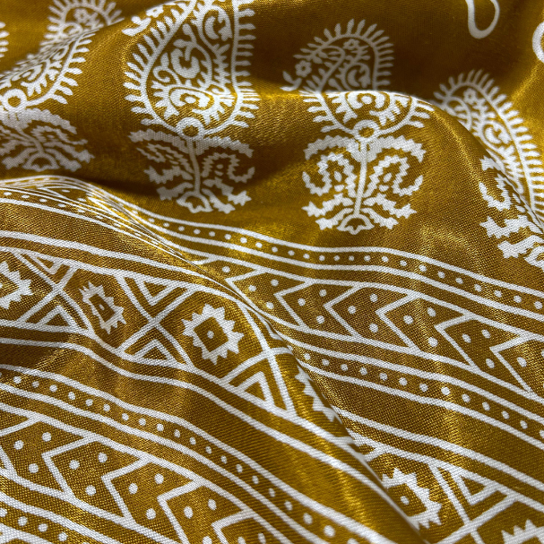 Golden Traditional Patola Printed Mashru Silk Fabric