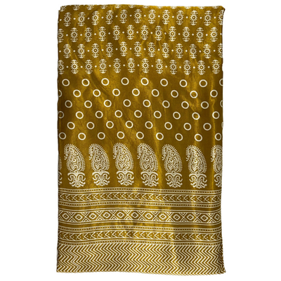 Golden Traditional Patola Printed Mashru Silk Fabric