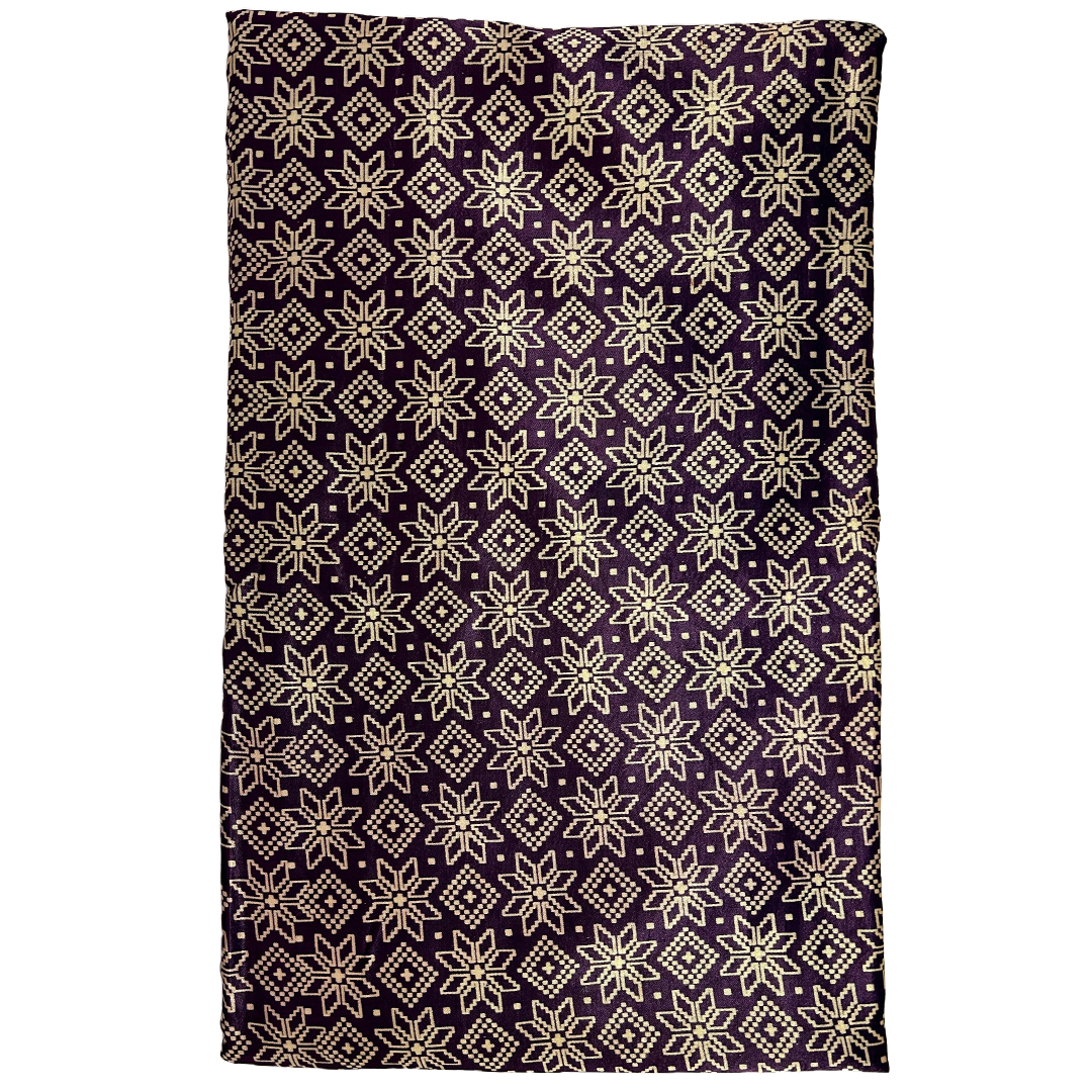 Purple & Cream Traditional Patola Printed Mashru Silk Fabric