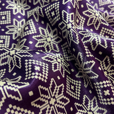 Purple & Cream Traditional Patola Printed Mashru Silk Fabric