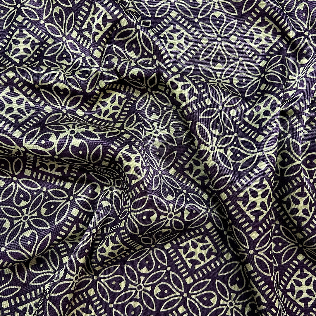 Purple Traditional Printed Mashru Silk Fabric (Wholesale)