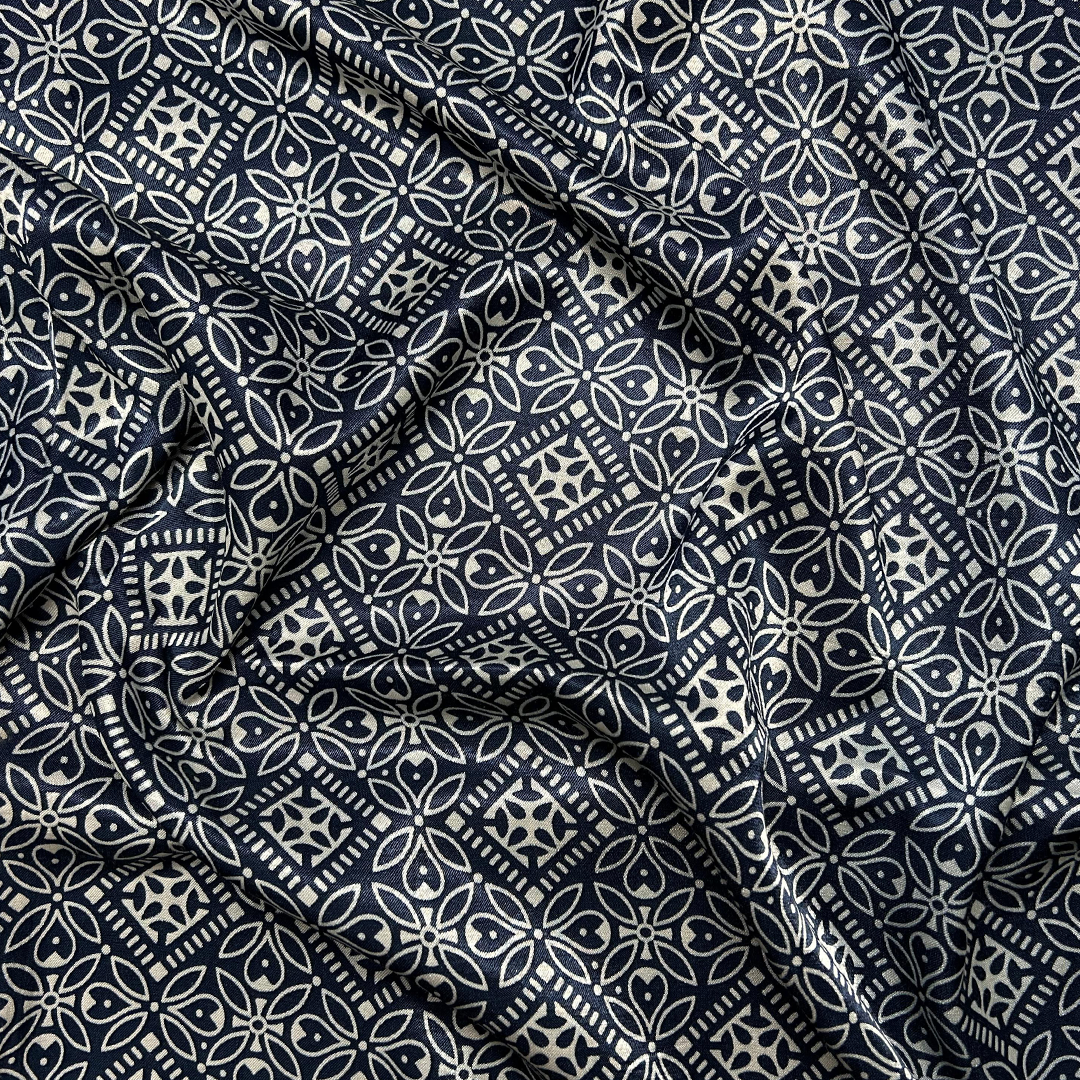 Navy Blue Traditional Mashru Silk Fabric