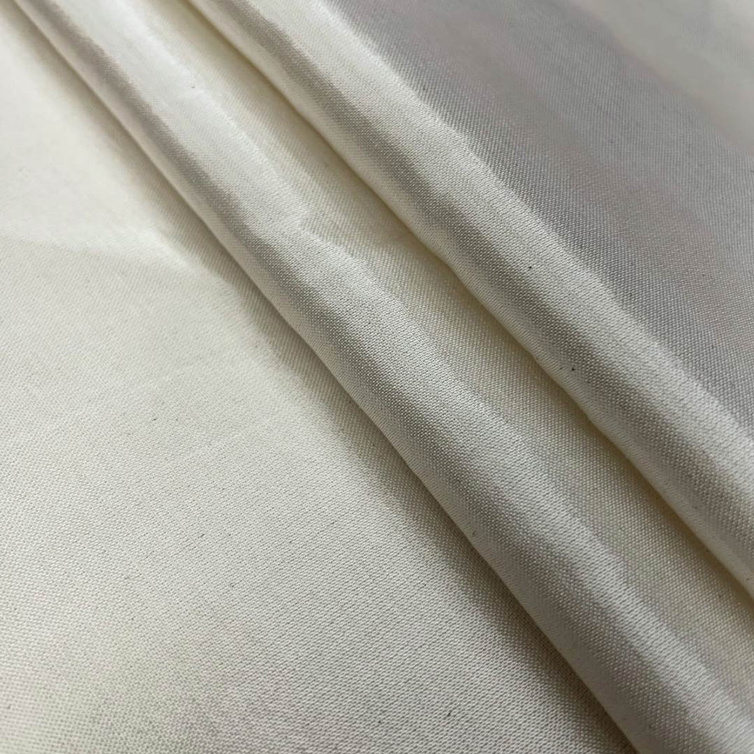 Cream Plain Mashru Silk Fabric