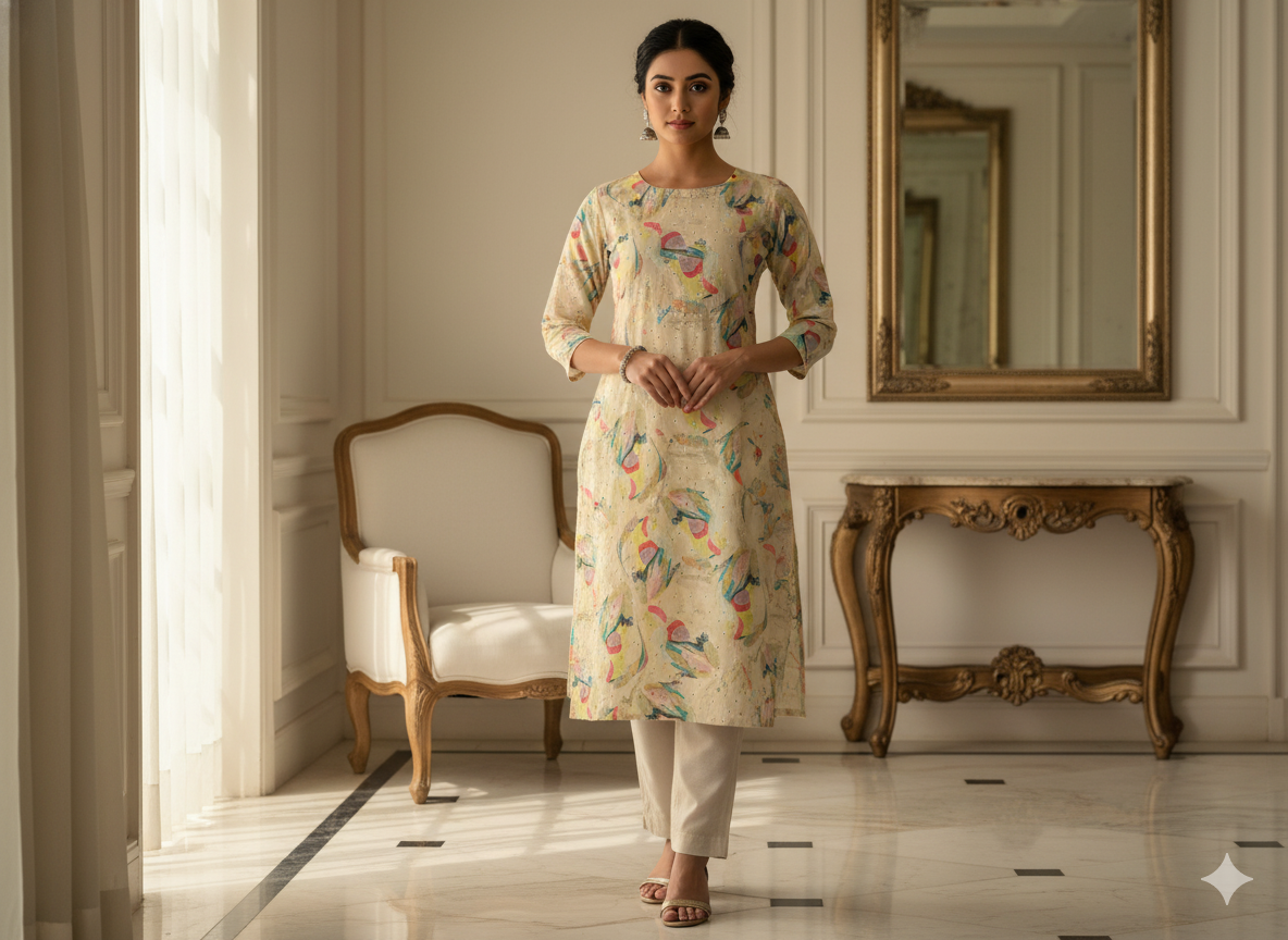 Off White 100 % Pure Mul Mul Cotton Chikan Embroidered Fabric