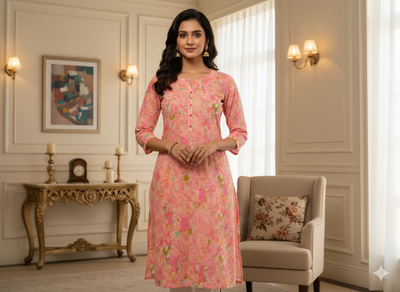 Light Pink 100 % Pure Mul Mul Cotton Chikan Embroidered Fabric