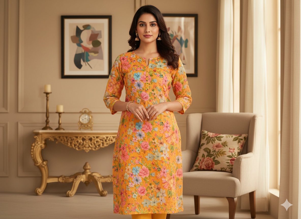 Yellow 100 % Pure Mul Mul Cotton Chikan Embroidered Fabric