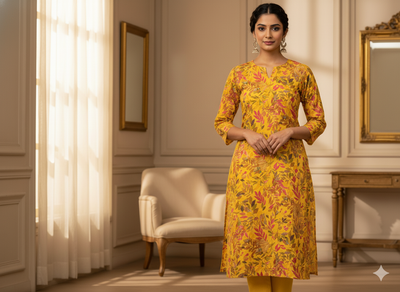 Yellow 100 % Pure Mul Mul Cotton Chikan Embroidered Fabric