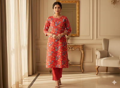 Red 100 % Pure Mul Mul Cotton Chikan Embroidered Fabric