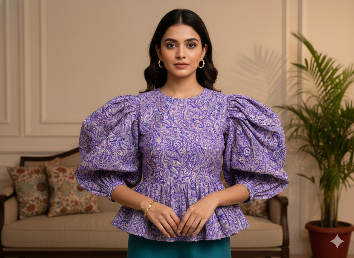 Purple 100 % Pure Mul Mul Cotton Chikan Embroidered Fabric