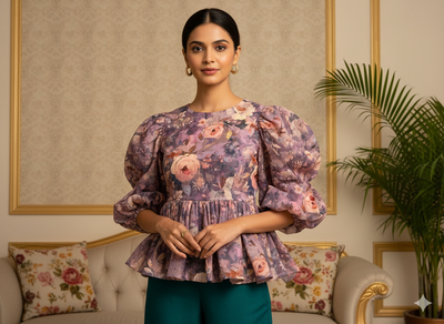 Plum 100 % Pure Mul Mul Cotton Chikan Embroidered Fabric