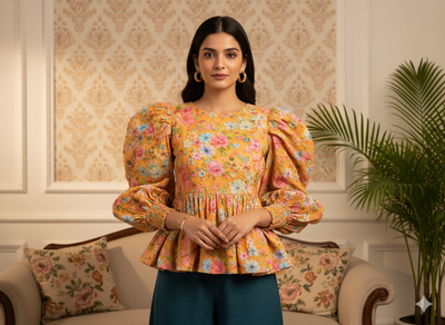 Yellow 100 % Pure Mul Mul Cotton Chikan Embroidered Fabric