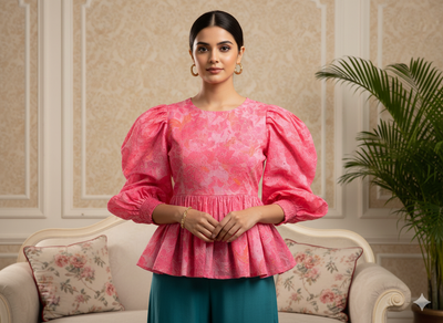 Candy Pink 100 % Pure Mul Mul Cotton Chikan Embroidered Fabric