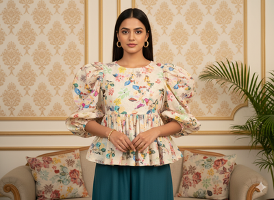 Off White 100 % Pure Mul Mul Cotton Chikan Embroidered Fabric