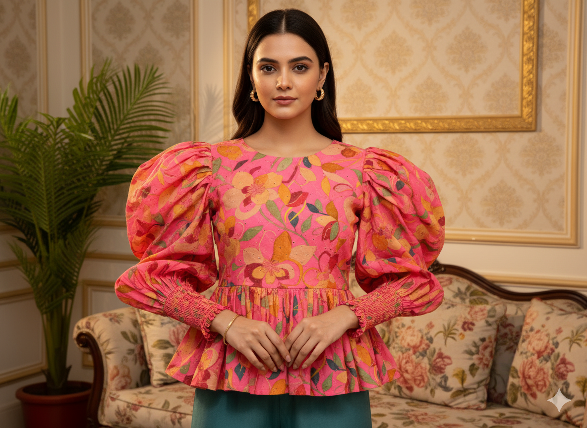 Cotton Candy Pink 100 % Pure Mul Mul Cotton Chikan Embroidered Fabric