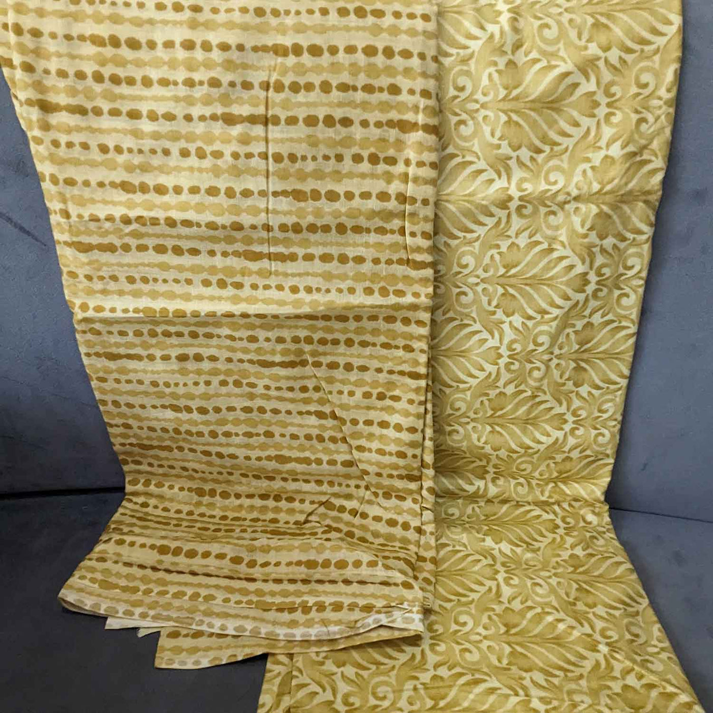 Mustard & Yellow Traditional / Abstract Cotton Fabric Combo