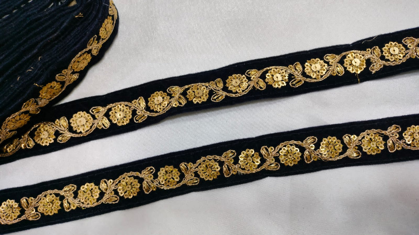 Navy Blue Fancy Sequence Trim