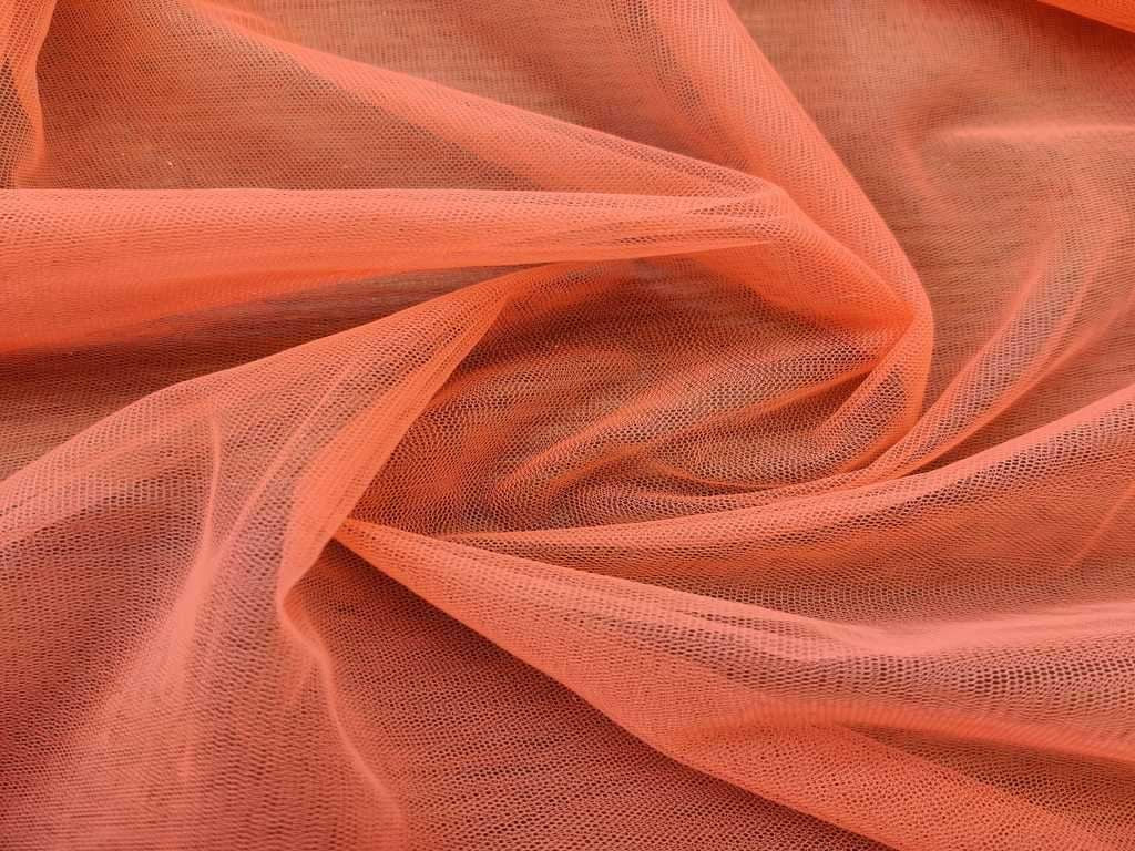 नारंगी सादा मुलायम नेट कपड़ा (थोक)