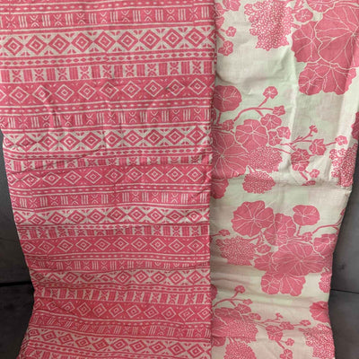 Peach & Pink Floral / Stripe Cotton Fabric Combo