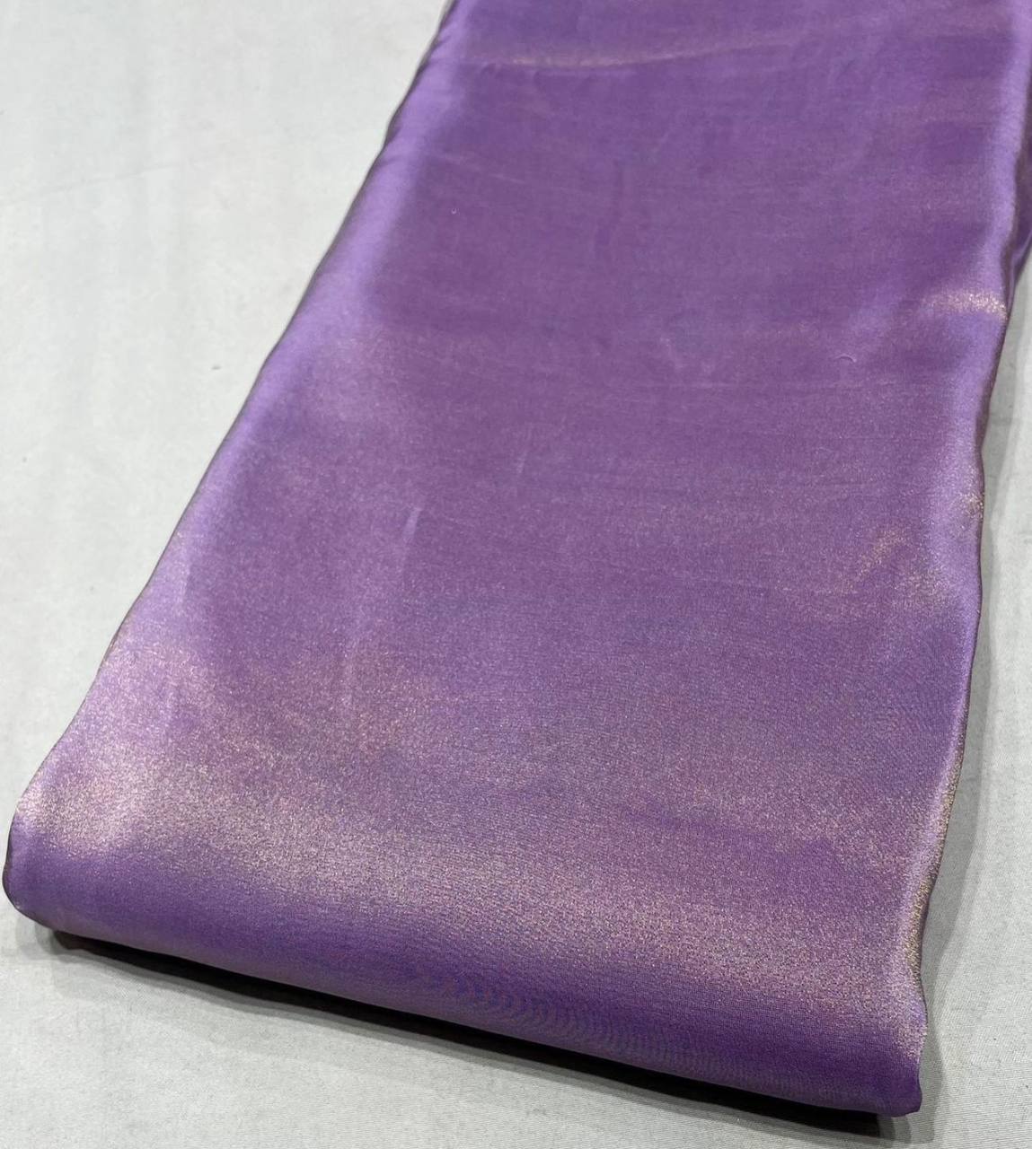 Dusty Purple Plain Viscose Gold Tissue Silk Fabric (Wholesale)