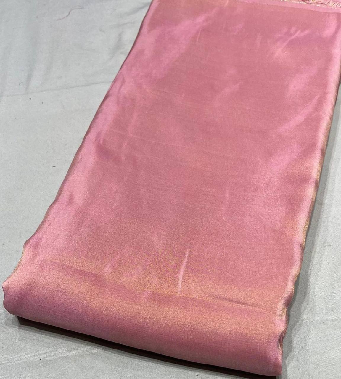 Dusty Pink Plain Viscose Gold Tissue Silk Fabric (Wholesale)