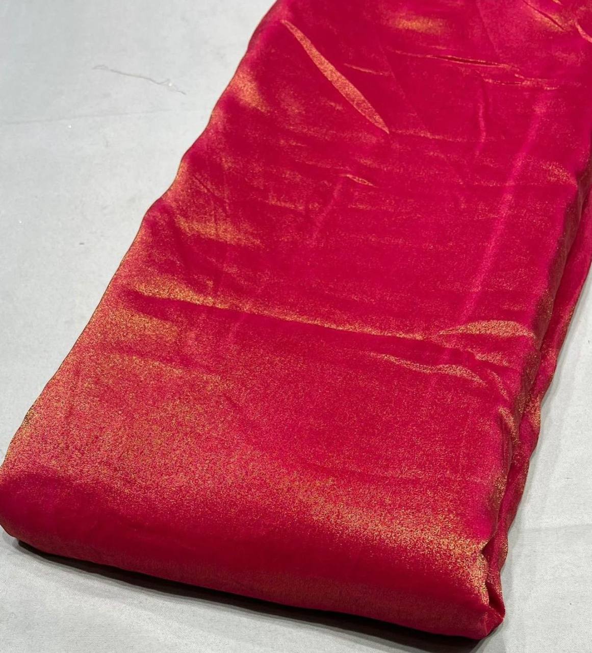 Rose Red Plain Viscose Gold Tissue Silk Fabric (Wholesale)