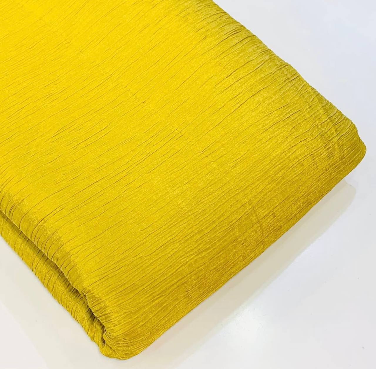 Bright Yellow Plain Viscose Crushed Tissue Silk Fabric (Wholesale)