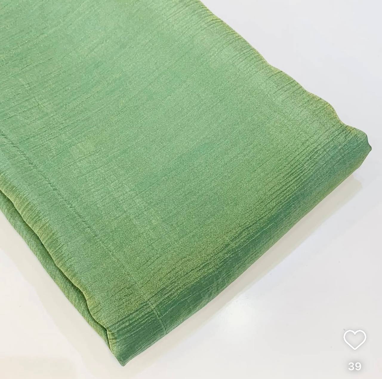 Dusty Green Plain Viscose Crushed Tissue Silk Fabric (Wholesale)