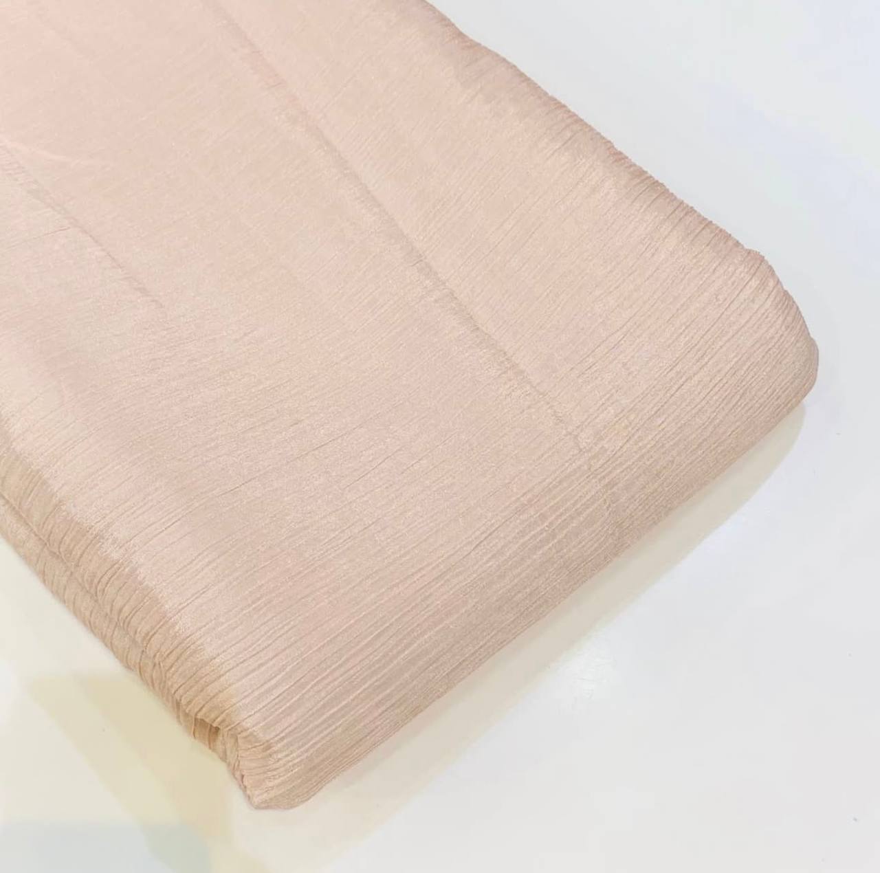 Oyster Pink Plain Viscose Crushed Tissue Silk Fabric (Wholesale)