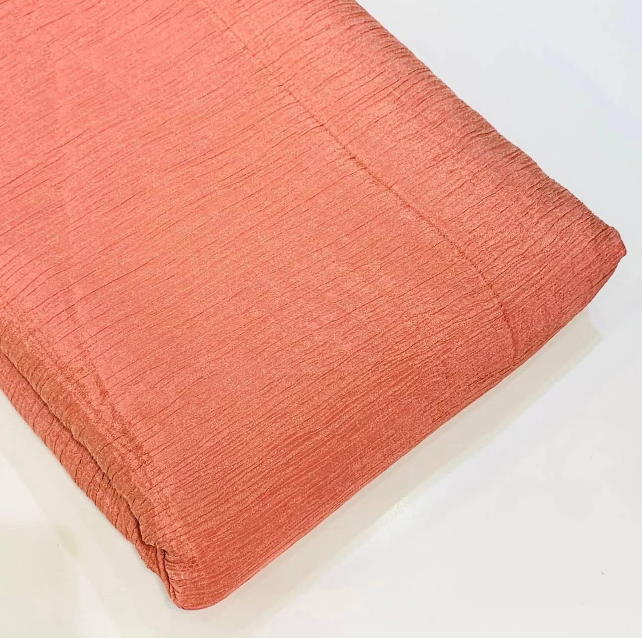 Dark Peach Plain Viscose Crushed Tissue Silk Fabric (Wholesale)