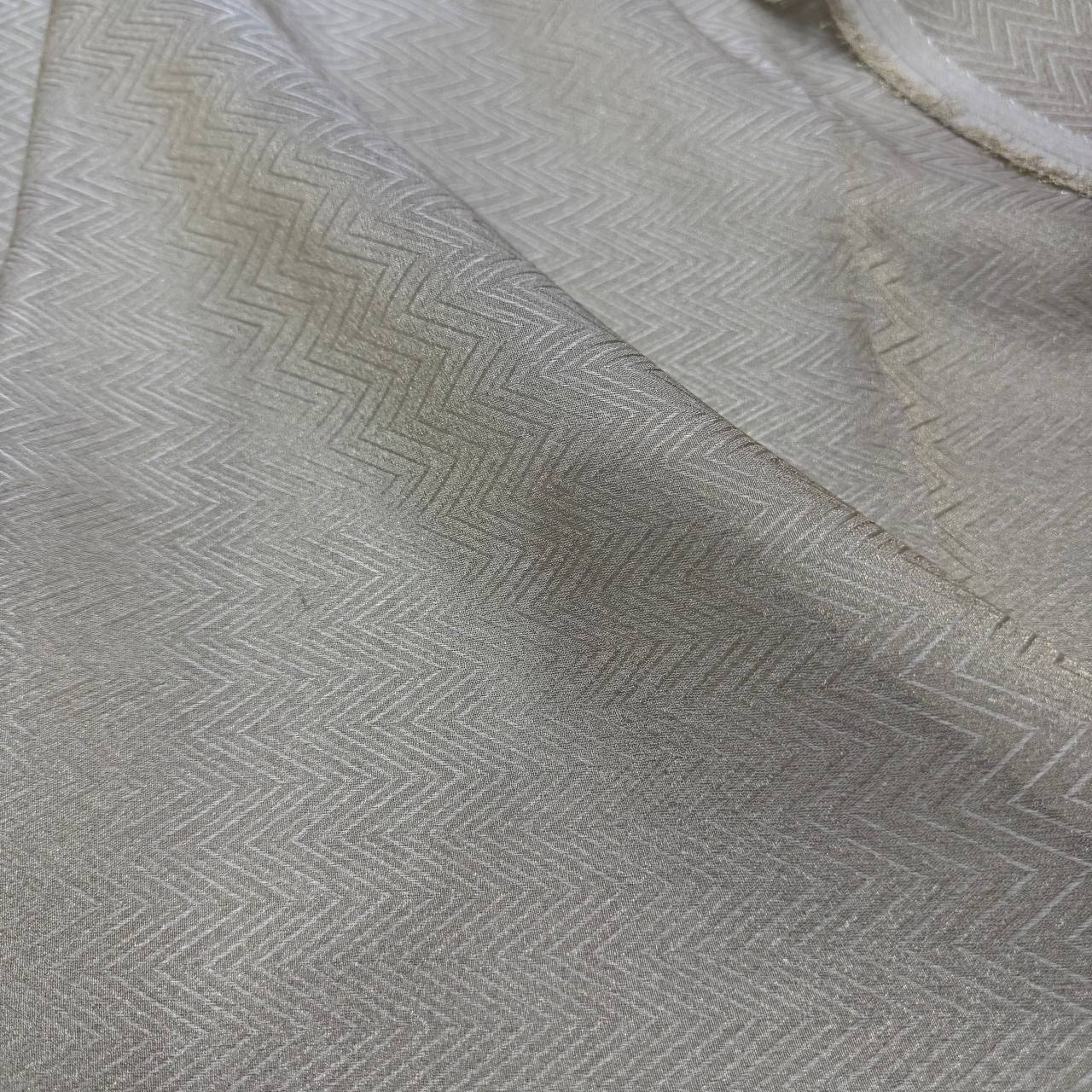 White & Golden Floral Dyeable Zari Banarasi Work Viscose Tissue Organza Fabric (Wholesale)
