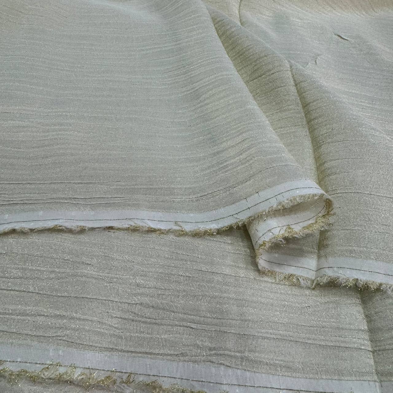 Golden Stripes Dyeable Viscose Crushed Tissue Fabric (Wholesale)