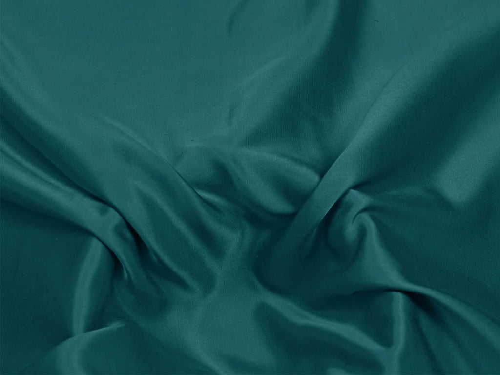 Peacock Green Plain Dyed Modal Satin Fabric (Wholesale)