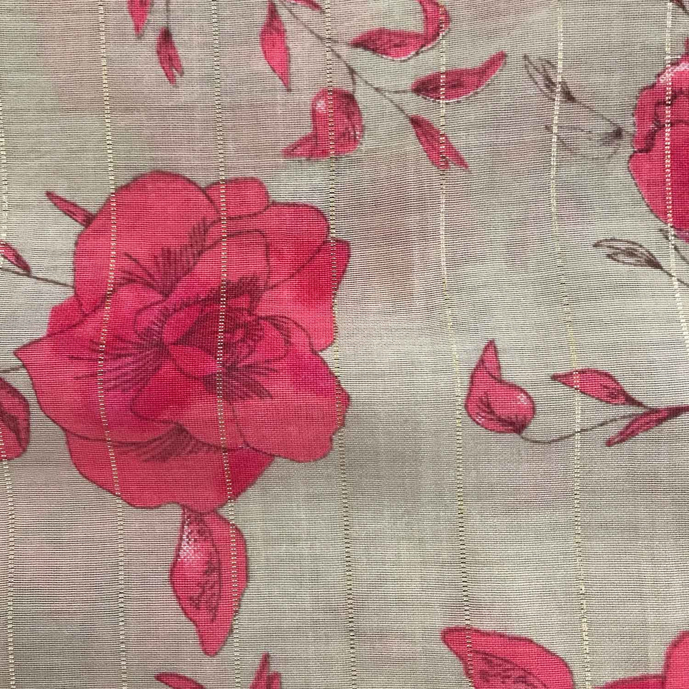 Pink & Beige Floral Viscose Lurex Fabric (Wholesale)